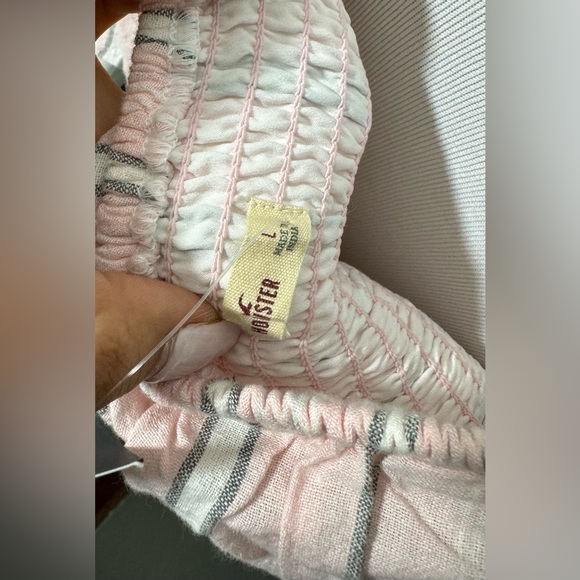 New Hollister Off Shoulder Ruffle Front Button Dress pastel pink - Picture 4 of 5